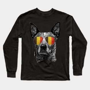 Belgium Dog Flag Sunglasses Australia Shades Patriotic Owner Lover Long Sleeve T-Shirt